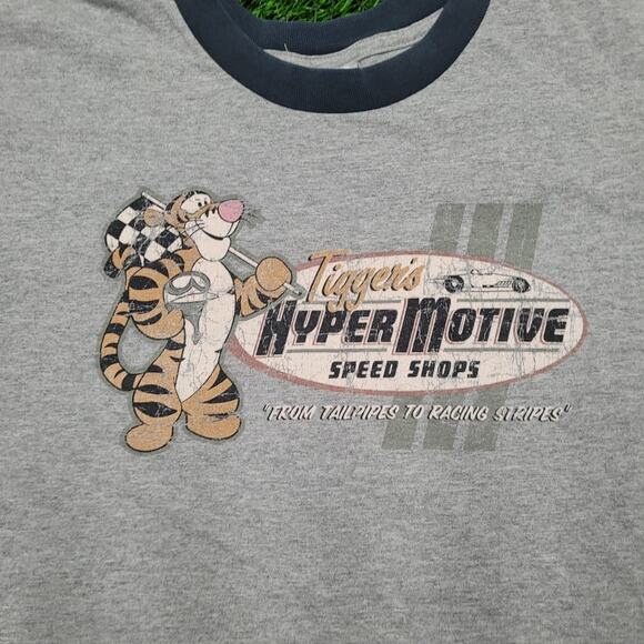 VTG 90s Disney Store Tigger Ringer Tee Mens M Hot Rod Graphic - Picture 2 of 12